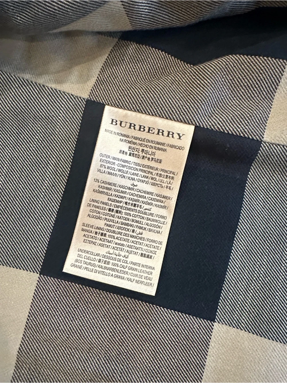 Burberry Men’s Black wool/cashmere Blend coat XXL
